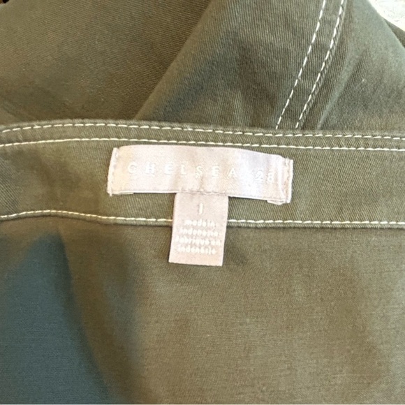 Chelsea28 Army Green Stitch Detail Canvas Sleeveless Button Up Jumpsuit Large - Picture 10 of 12